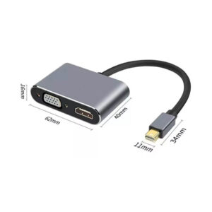 Adaptador Doble Convertidor Mini Displayport a HDMI+Vga