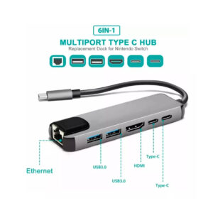 Hub Adaptador Usb Tipo C + Ethernet + Hdmi + Usb + Usb-c